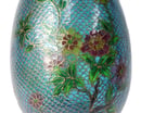 Image of Small Plique-à-jour Egg Figurine with Flower Design & Wooden Display Stand