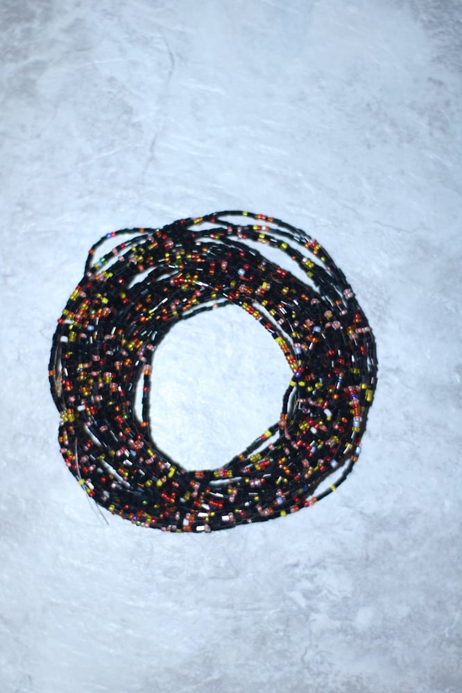 Image of Black Rainbow Glass Waistbead 
