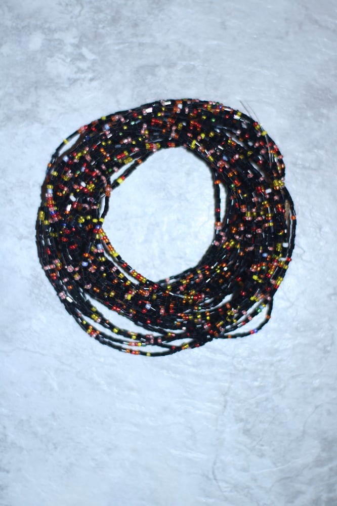 Image of Black Rainbow Glass Waistbead 