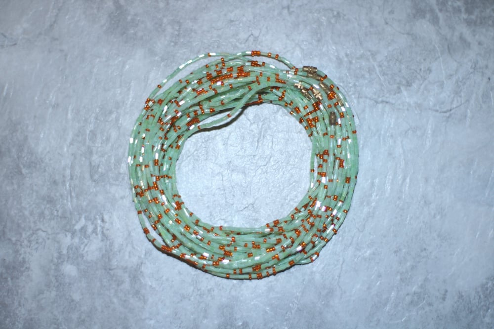 Image of Mint and Orange Glass Bead
