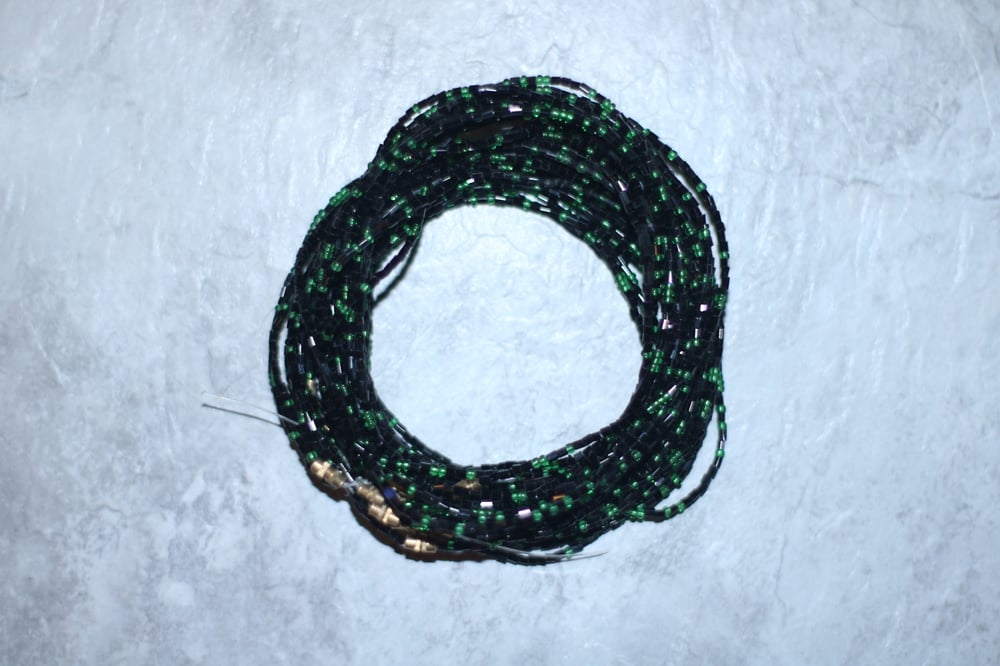 Image of Black and Emerald Glass Bead 
