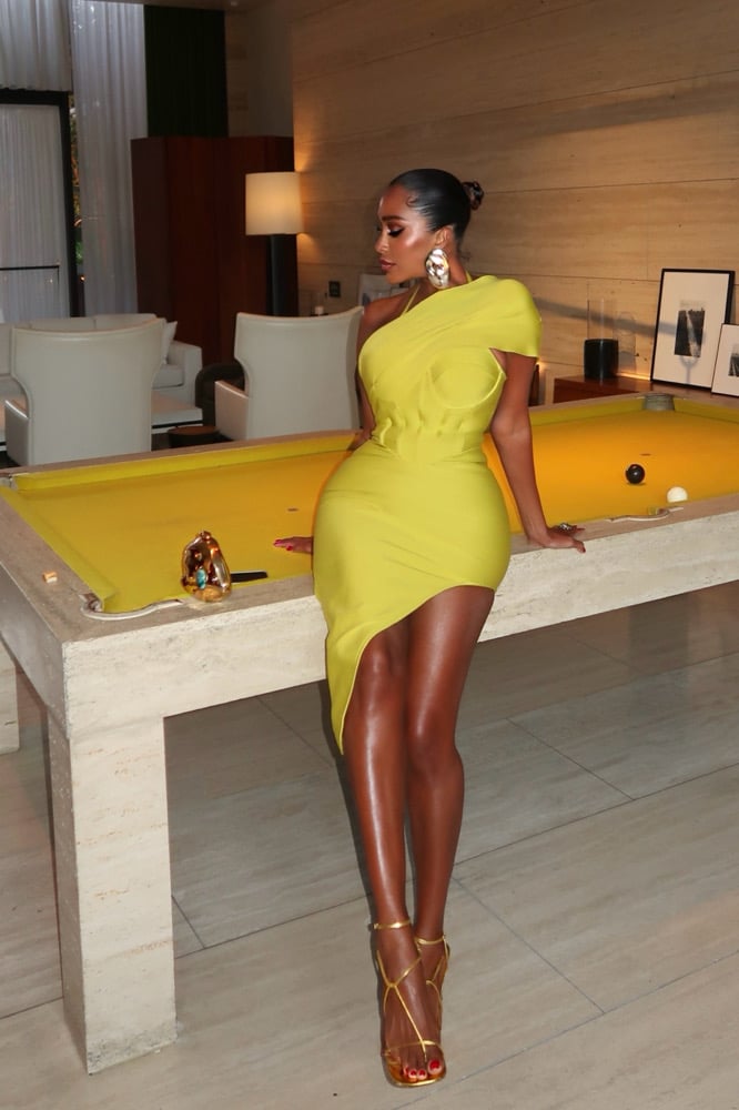 Image of LIME CORSET WAIST BANDAGE MIDI DRESS (S)