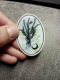 Image 1 of Wildflower Moon Sticker | Celestial Botanical Decal | Whimsical Watercolor Art