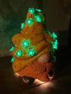 Yellow And Red Speckled Clover Themed Ceramic Gnome Night Light Lamp