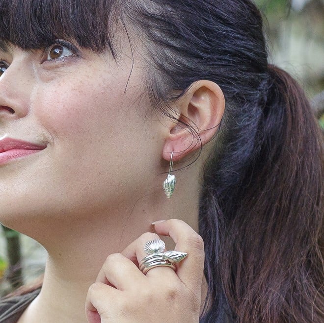 Conical Shell Drop Earrings Image 5