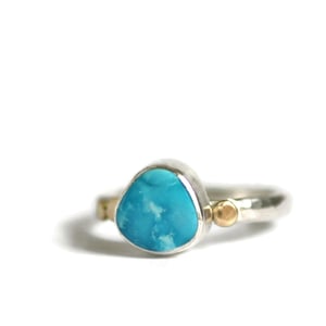 Image of Turquoise Silver Ring with recycled gold