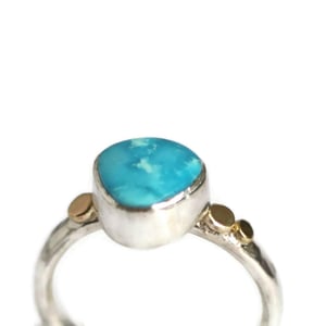 Image of Turquoise Silver Ring with recycled gold