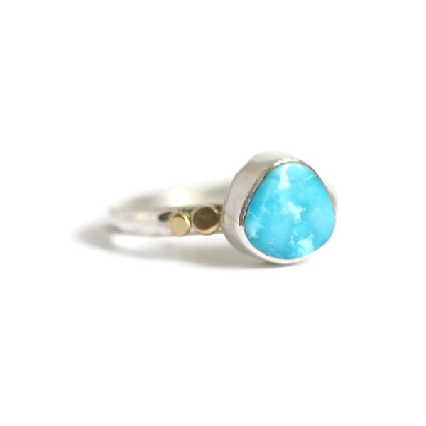 Image of Turquoise Silver Ring with recycled gold