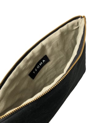 Image of Gloria Clutch In Black Waxed Canvas