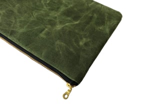Image of Gloria Clutch In Olive Green Waxed Canvas