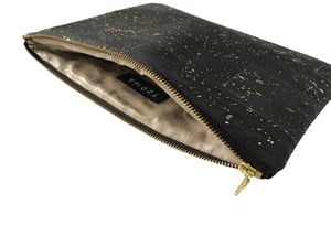 Image of Gloria Clutch In Black Cork With Gold Speckles