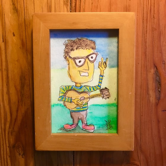Image of “Blue and Yellow Sweater” original watercolor painting by Dan P.