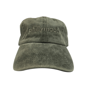 Image of phillymade. hat - faded green unstructured dad hat