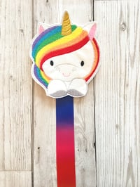 Image 3 of Rainbow unicorn bow and bow holder