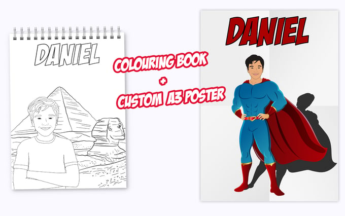 Image of (Bundle Pack ) Custom colouring book + A3 Custom poster