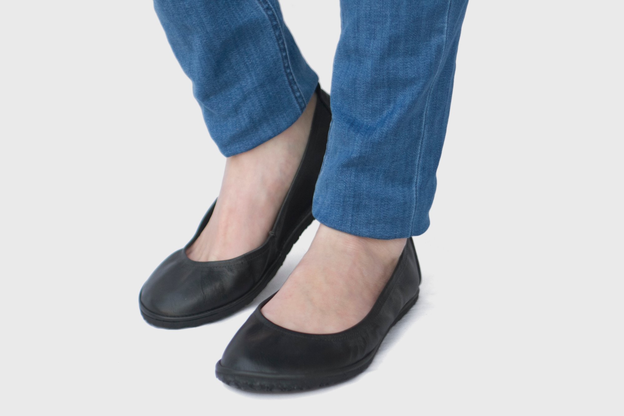 Veg-Tanned - Eko in Black Ballet flats | The Drifter Leather handmade shoes