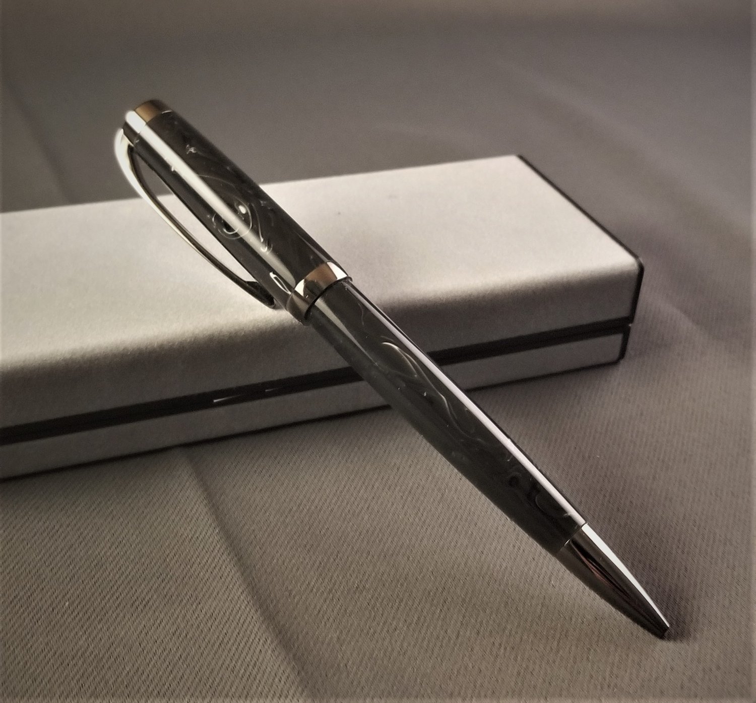Image of Hand Turned Acrylic Pen - Black and Gray