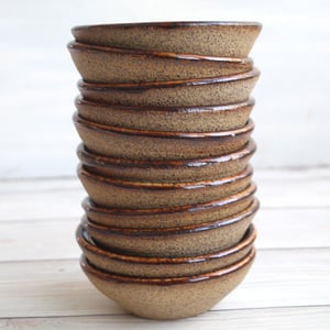 Image of Rustic Raw Stoneware Prep Bowl in Brown Speckled Glaze Handcrafted in USA