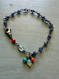 Image 3 of wire wrapped kyanite and gemstone bracelet