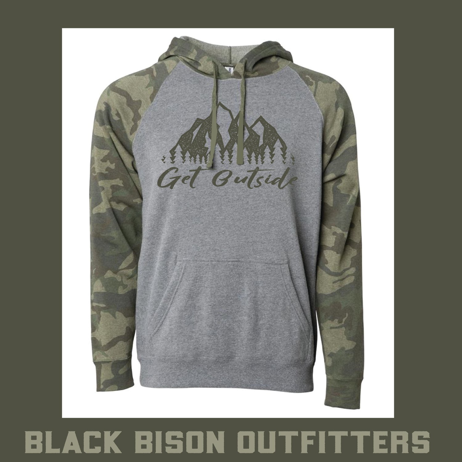 Image of Limited Edition Camo Raglan Get Outside Hoodie