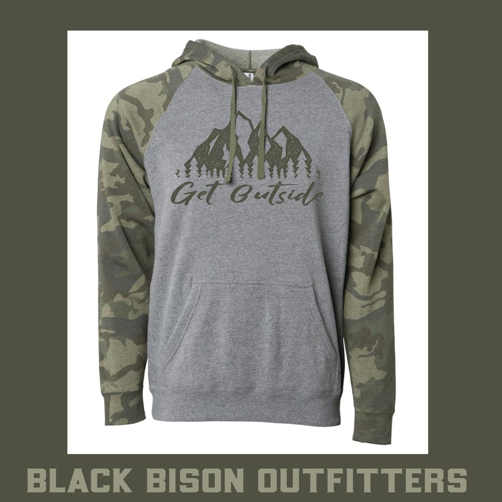 Image of Limited Edition Camo Raglan Get Outside Hoodie