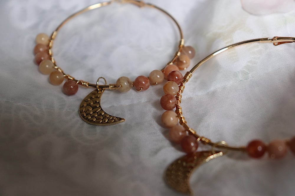 Image of Moon Sunstone Hoops