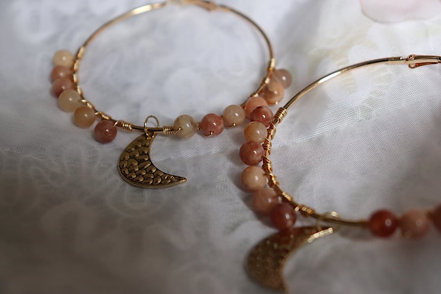 Image of Moon Sunstone Hoops