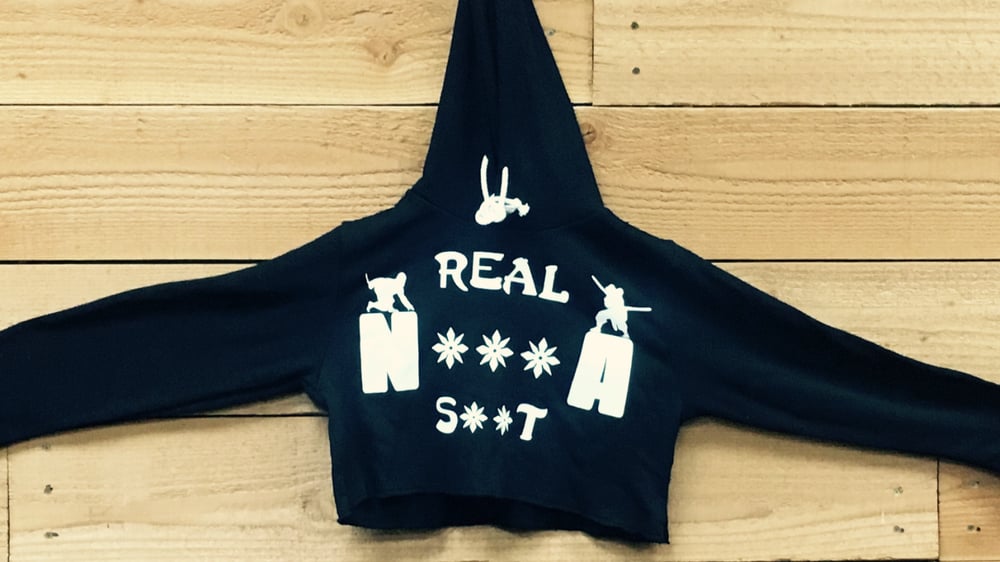 Image of Mid-night Signature Hooded Crop Top