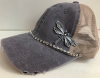 Image 1 of Acid Washed Trucker Hat Crystal Black Dragonfly