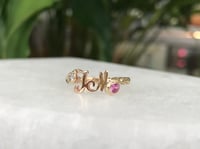 Image 5 of 14k solid gold Custom order name with maile leaf ring