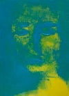 Blue-yellow portrait No1 - acrylic on canvas, cc 16x18 cm