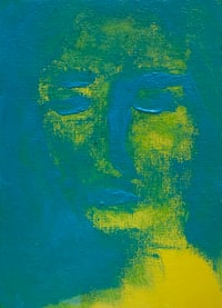 Image 1 of Blue-yellow portrait No1 - acrylic on canvas, cc 16x18 cm