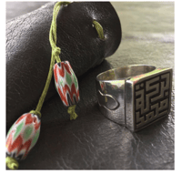 Baraka Muhammad Kufi ring with Sandals details