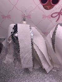 Image 3 of White/Silver   Print  Tassel Earrings