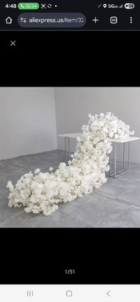 Image 3 of Silk White Flower runner cherry blossom with rose 220 cm long