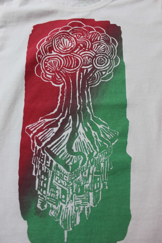 Image of 'Deep Rooted' Girl's T-Shirt Teal/Pink/White