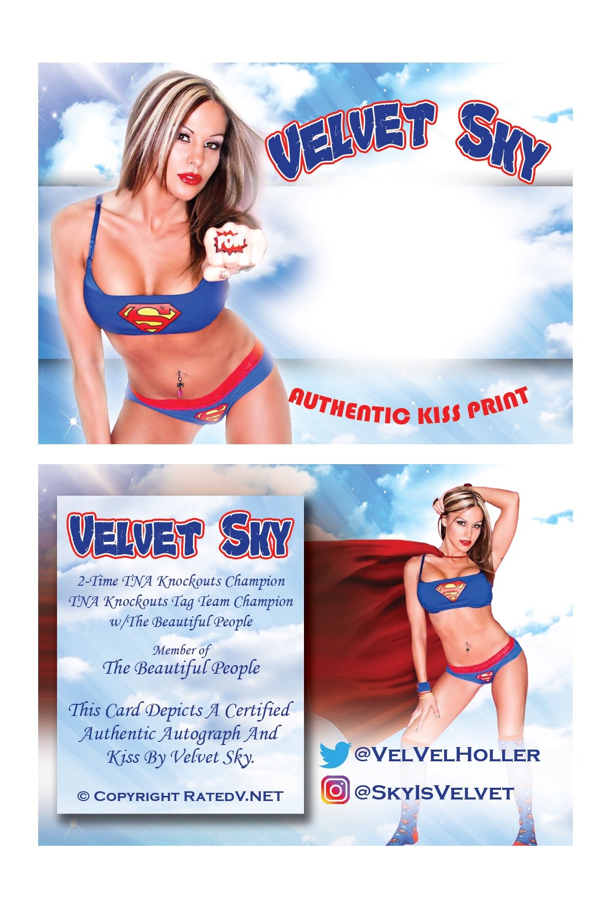 Image of Velvet Sky “Supergirl” Authentic Kiss Card plus VIDEO