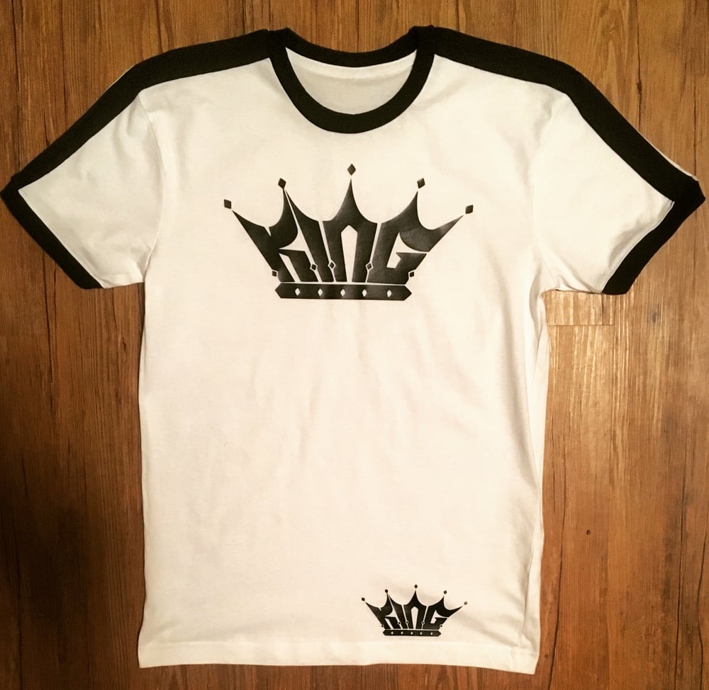 Image of White w/Blk Stripe KING shirt