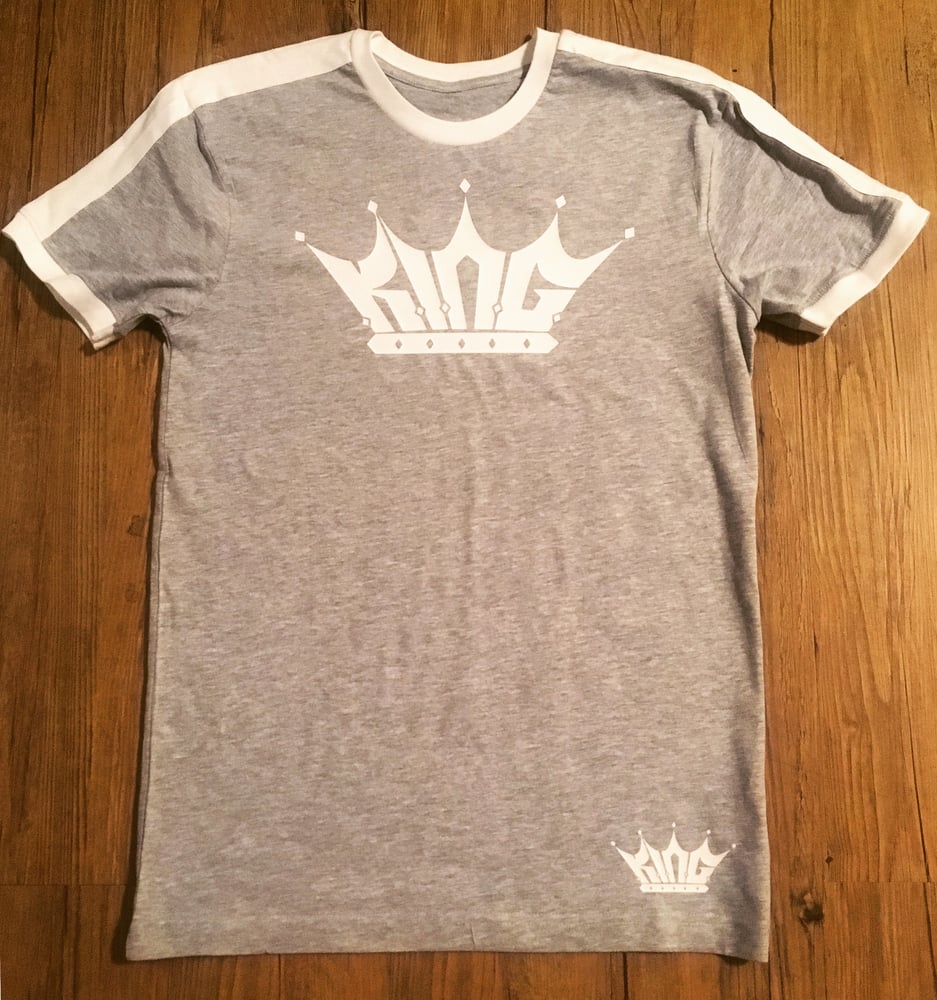 Image of White w/Blk Stripe KING shirt