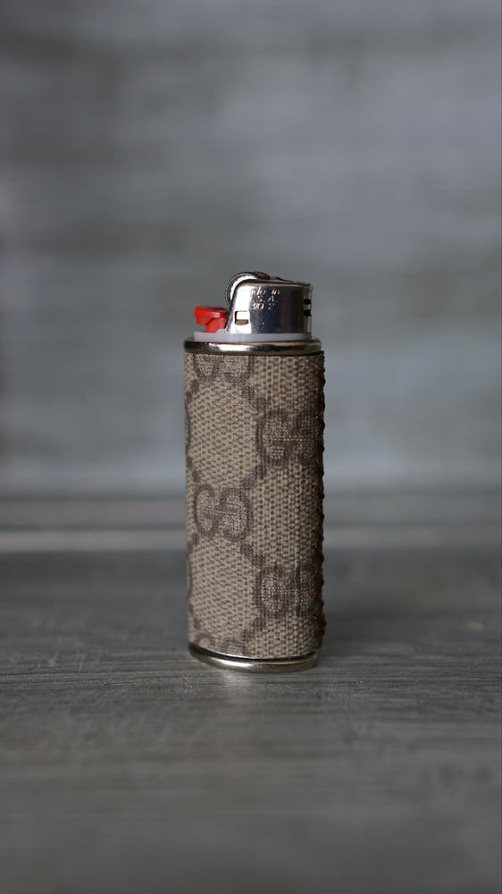 Bic Lighter Case Louis Vuitton Black w/ Gray Letters