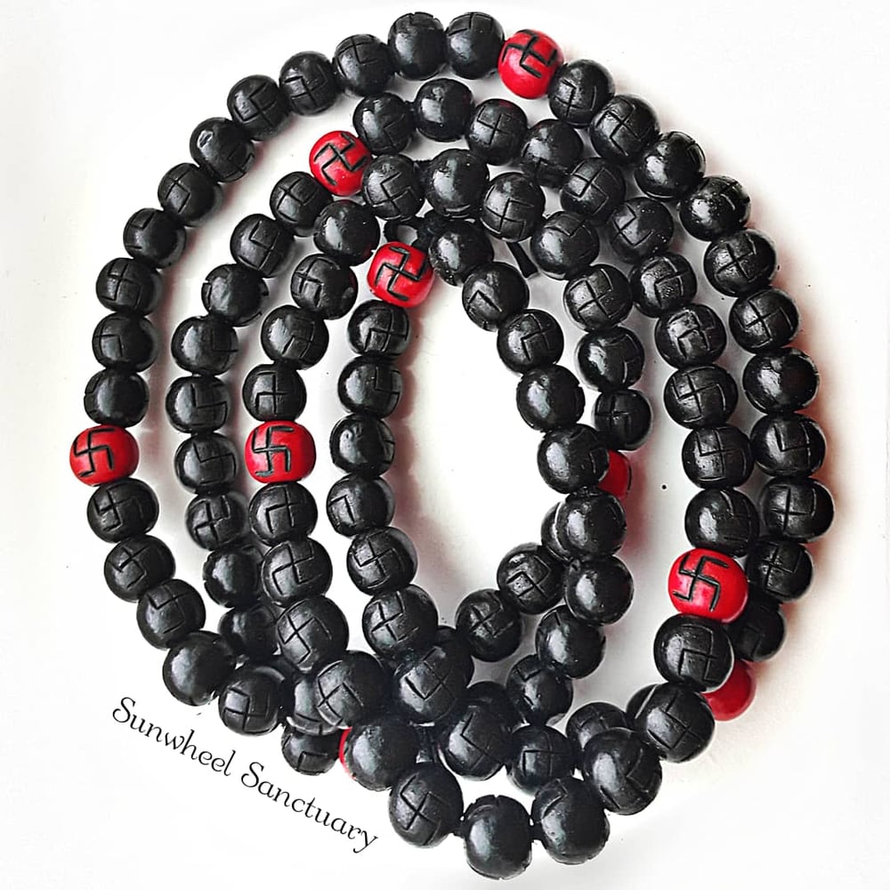 Image of "Mala of the Blood Moon" Meditation Swastika Mala  