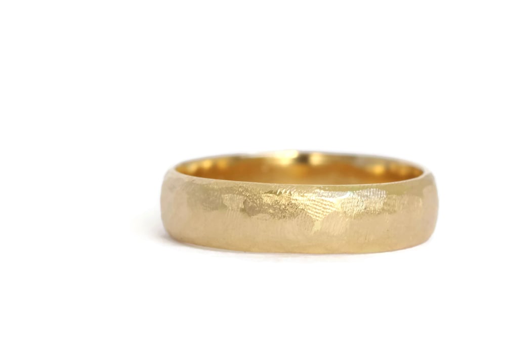 18ct Gold Wide Textured Wedding Band | SARABUK JEWELLERY