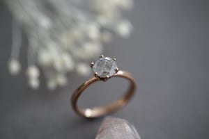 Image of NEW 18ct Rose Gold, Brilliant cut grey diamond ring LON100