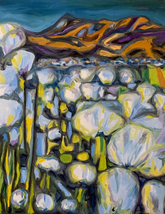 Image of Fífur | Cotton grass - Oil on canvas 16” x 20”