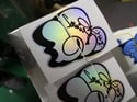 Custom Design Black Printing Hologram Destructible Eggshell Stickers