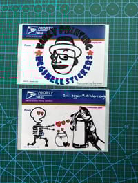 Image 5 of Free shipping 50pcs/100pcs Blue Top Priority Mail Eggshell Stickers For Sale Size 4.5"x3.25"