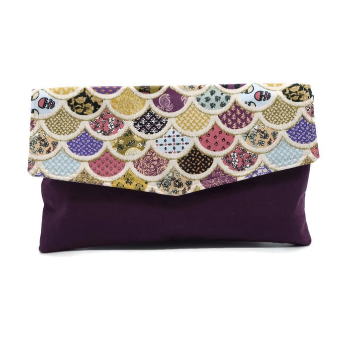 Image of Envelope Clutch - Purple Round Bunting
