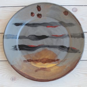 Image of Art Plate in Modern Contemporary Design, Stoneware Pottery Dinnerware Plate, Made in USA