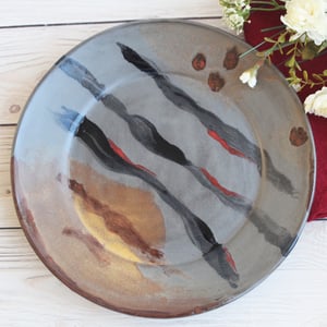 Image of Art Plate in Modern Contemporary Design, Stoneware Pottery Dinnerware Plate, Made in USA