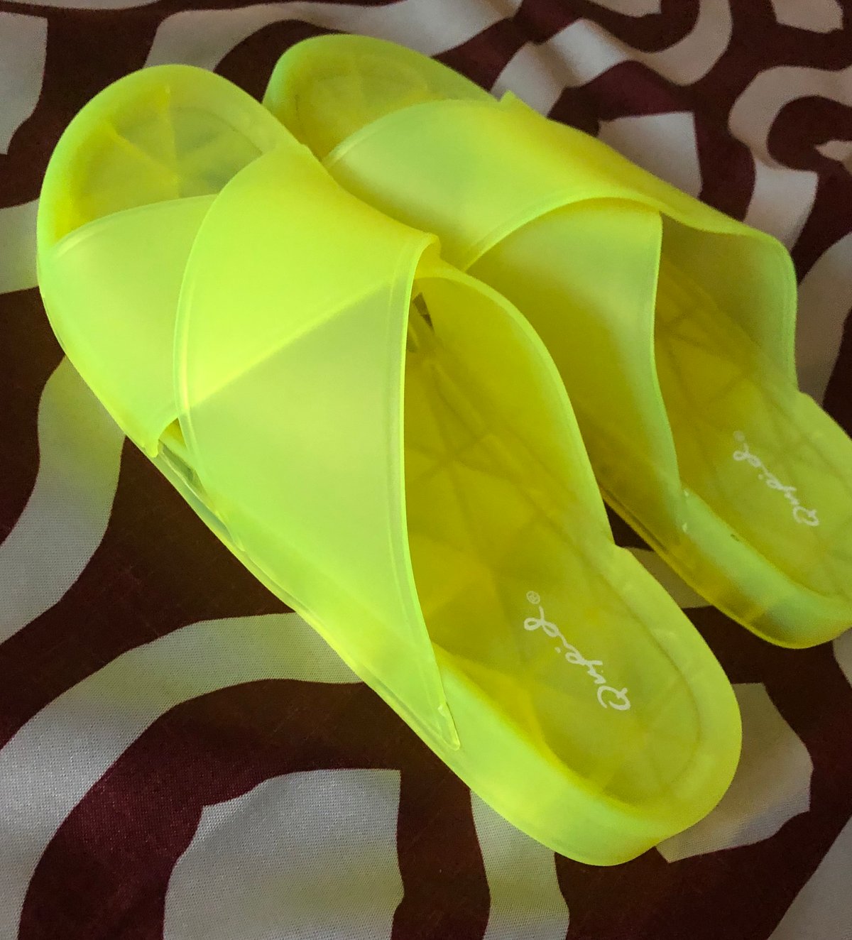 Image of Translucent Criss Cross Slide Sandals (NeonYellow)